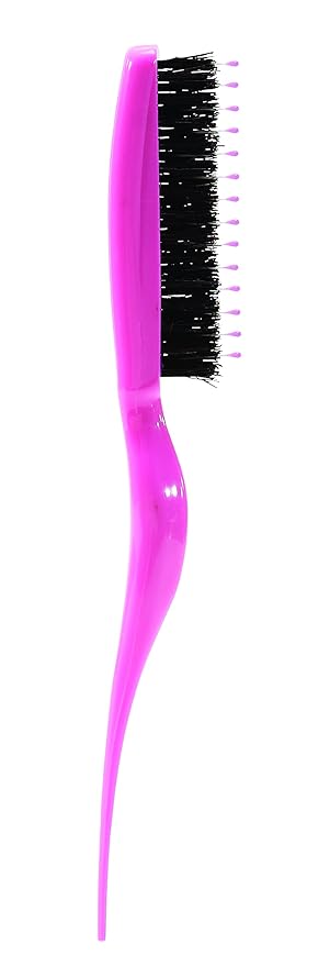 Cricket Amped Up Gentle Teasing Brush - Adds Volume and Shine, Heat Resistant, Ideal for Slick Back Hair, Updos, and Detangling All Types, Ergonomic Handle and Sectioning Tip, Pompadour Pink