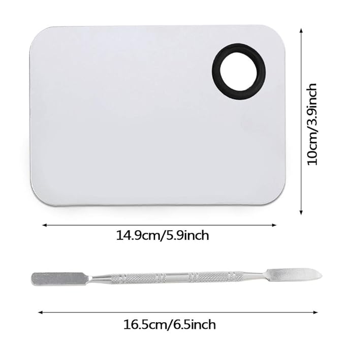 2 Pack Professional Makeup Palette, 2 Types Pro Lady Stainless Steel Cosmetic Artist Spatula with Spatula Tool for Mixing Foundation by ACKLLR, Silver