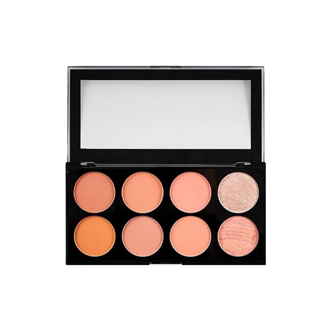 Makeup Revolution Ultra Blush Makeup Palette, Bronzer & Highlighter Makeup, Includes 8 Shades, Gluten free, Vegan & Cruelty Free, Hot Spice, 13g