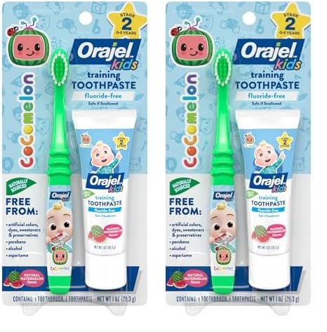 Orajel CoComelon Toddler Battery Powered Training Pack with 1.0oz Paste and Manual Brush (Pack of 2)