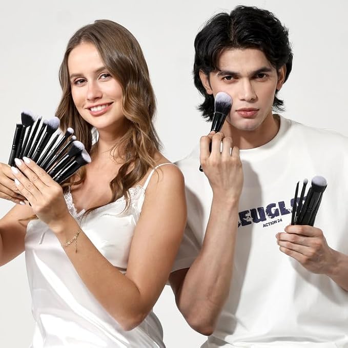 29pcs Black Professional Makeup Brush Set Kabuki Powder Concealers Eye shadows Blush Eyeliner Eyebrow Contour Eye blending Brushes (29pcs brush)