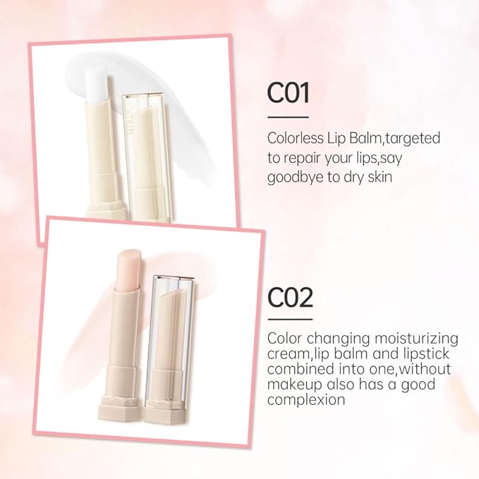 CATKIN Ultra Hydrating Natural Plant Extract Lip Balm for Dry Lips Moisturizing Chapstick Lip Treatment Repair Nourish Lip Skin Care Pink (C02 Color-changing)