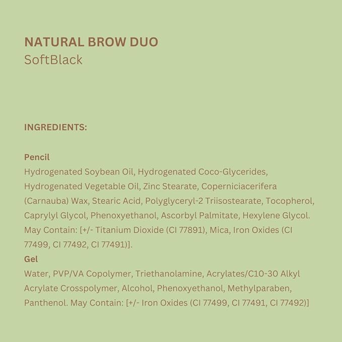 Pixi Natural Brow Duo - Soft Black, Precision Pencil & Tinted Gel, Waterproof Brow Shaper for All-Day Hold, Paraben-Free, 0.2oz