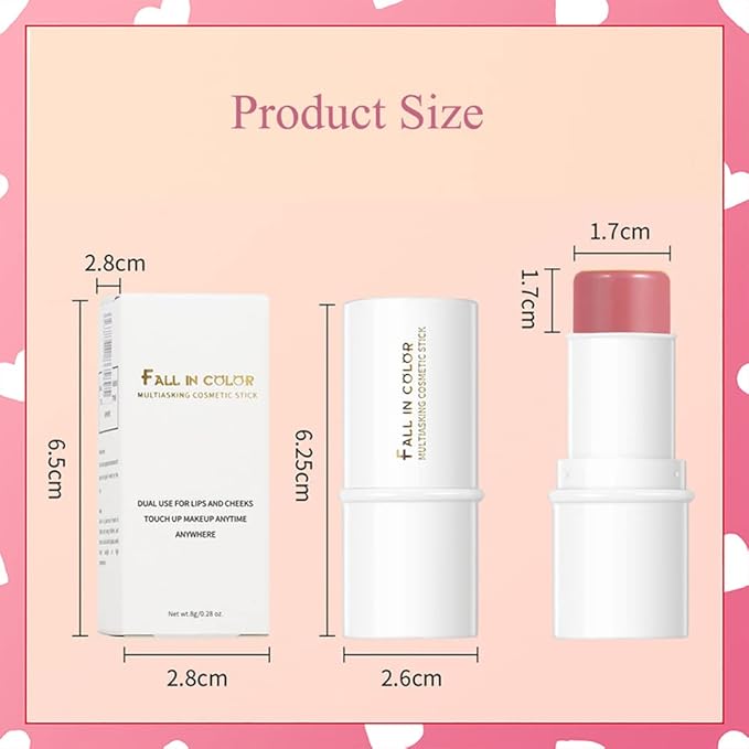 Blush Stick, Matte Cream Blush Stick for Cheeks, Lasting(05 Rose)