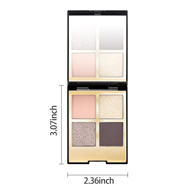 4 Colors Eyeshadow Makeup Palette,Nude Rose Gold Highly Pigmented Natural Neutral Nude Eye Shadow Palette with Mirror,Long Lasting Naturing-Looking,Waterproof,Blendable,Travel Size