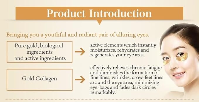 24K Gold Eye Patches (12 Pairs) Collagen, Anti-Wrinkle, Anti-Aging, Beauty & Personal Care, Dark Circles & Puffiness