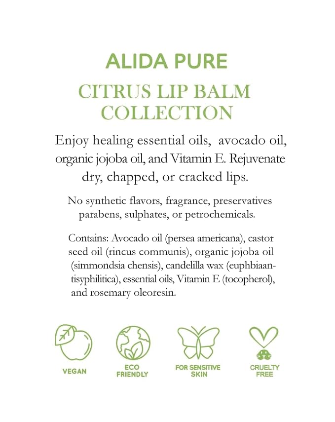 Citrus Lip Balm Collection, Vegan Lip Lips,