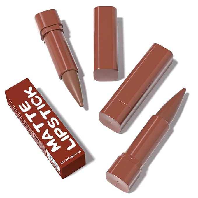 BINGBRUSH 2-in-1 Gradient Lip Liner & Lipstick Combo,2Pcs Matte Longwear Waterproof Lip Pencil with Cone Tip,Smudge Proof Crayon for Flawless Ombre Contour,Women's Long Lasting Makeup Set (01#&04)