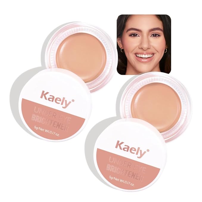 evpct 2Pcs under Eye Corrector Brightener Concealers for Older Women Dark Circles, under Eye Cream Pot Concealer Full Coverage Peach Color Corrector Makeup, Nourishing Waterproof,09# Vanilla