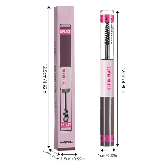 evpct 2-in-1 Tinted Brow Gel & Clear Brow Setting Glue Eyebrow Gel Kit - Strong Hold 24HR Waterproof Smudgeproof Eyebrow Makeup for Natural Soft Full Brows, Brows Enhancer Mascara Makeup - Dark Brown