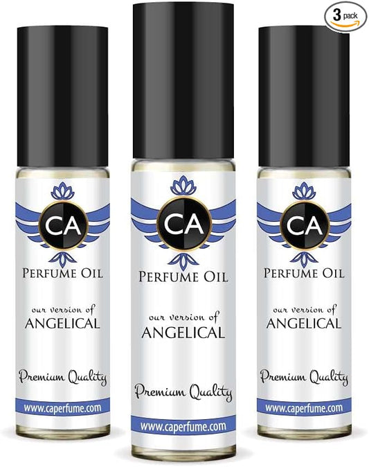 CA Perfume Impression of Thierry M. Angelical For Women Replica Fragrance Body Oil Dupes Alcohol-Free Essential Aromatherapy Sample Travel Size Concentrated Long Lasting Attar Roll-On 0.3 Fl Oz-X3