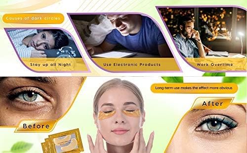 48Pcs/24Pairs 24K Gold Gel Crystal Collagen Eye Pads, Under Eye Mask for Moisturizing, Fine Lines, Dark Circles& Puffy Eyes Under Eye Patches