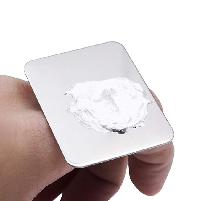 Minkissy Makeup Plate, Mini Nail Art Cosmetic Ring Palette Stainless Steel Foundation Mixing Palette with Spatula Tool