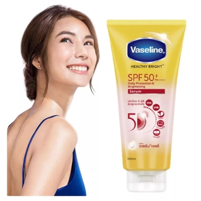 Vaseline Healthy Bright SPF50 + PA++++ Daily Protection & Brightening Serum, Size 300ml,10.14 Fl Oz (Pack Of 1)