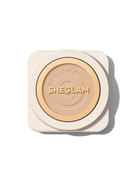 SHEGLAM SKin-Focus Full Coverage Powder Foundation Oil-Control Lightweight Face Pressed Powder Makeup-Chantilly