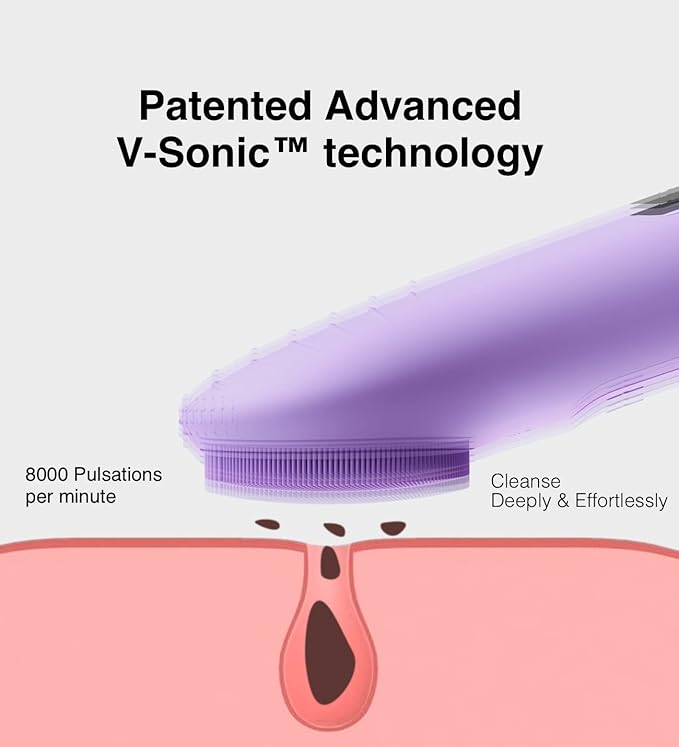 NgraCoola CLIE Facial Cleansing Brush - Waterproof & Rechargeable Face Scrubber for Men & Women, Cleansing, Exfoliating & Massaging - Violet