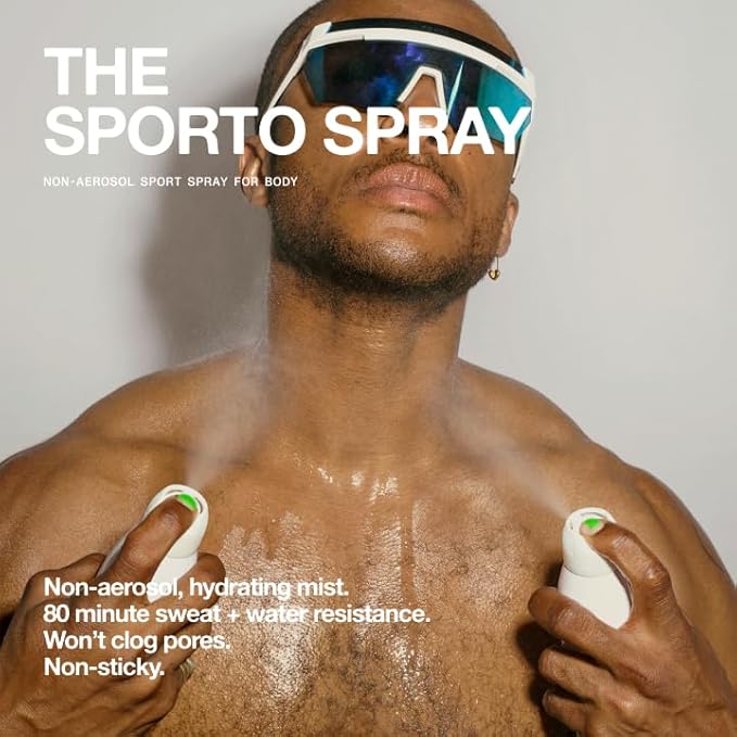 The Sporto Spray - Broad Spectrum SPF 50 Protection Body Sunscreen, Invisible Non-Aerosol Spray, 80 Min. Sweat & Water Resistance, Skin Nourishing Vitamin E, Aloe, Avocado Oil (5.5 Fl Oz)