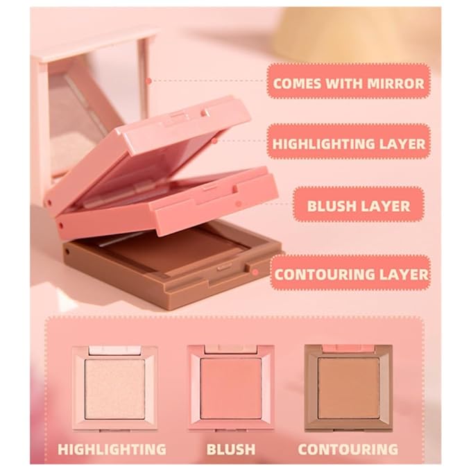 Contour and Highlight Blush Makeup Palette, Cream Bronzer,