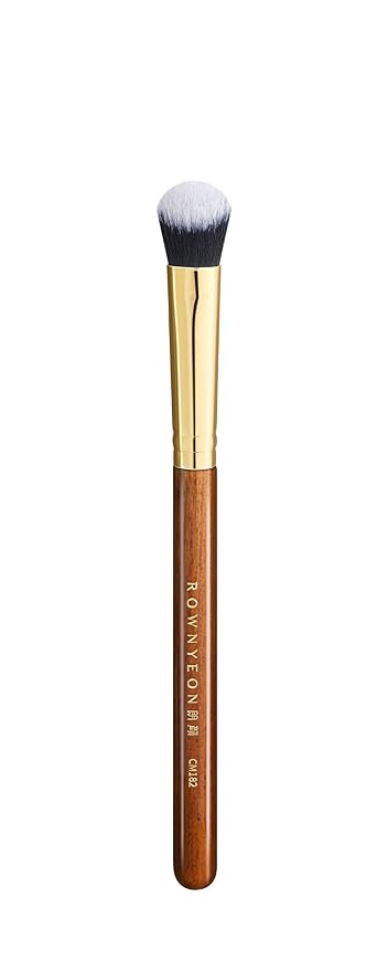 Desert Oak Series Precision Angled Dome Highlight Brush - Small Nylon Bristles for Targeted Cream/Liquid Highlighter, Under-Eye, Nose Bridge & Detail Work, Bubinga Handle & Brass Ferrule (CM 182)