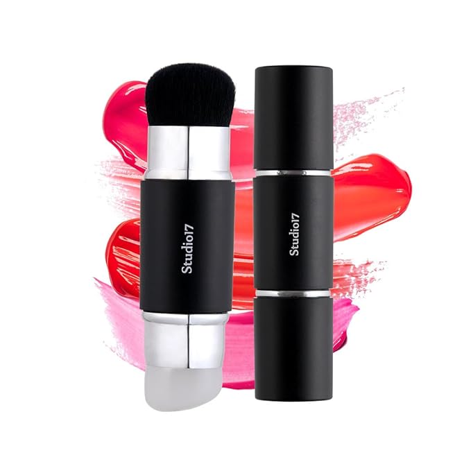 Dual Ended Silicone Tip Blush Brush | Korean Olive Young Makeup Tool for Contouring & Blush Application | Skin-Friendly Non-Irritating Professional Face Makeup Brush