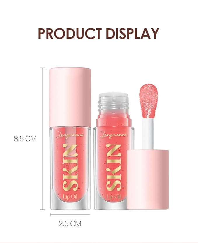2Pack Big Brush Head Hydrating Lip Glow Oil Plumping Lip Tint, Hydrating Lip Gloss Tinted Lip Balm Transparent Lip Care, Long Lasting Nourishing Non-sticky Fresh Texture (Strawberry + Raspberry)