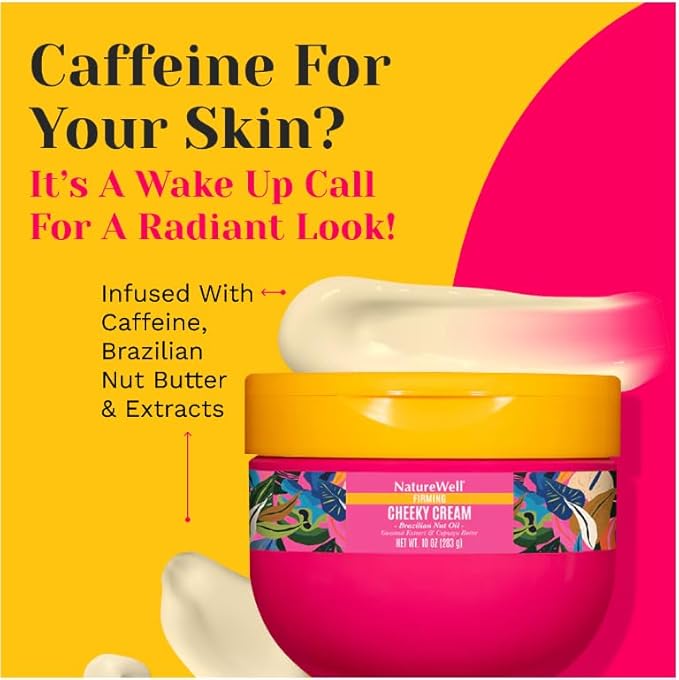 NATURE WELL Ultra-Rich Firming & Tightening Cheeky Body Cream, Promotes Deep Hydration, Fast Absorbing, Scents of Pistachio Cream, Almond Blossom, Brazil Nut, Cupuacu, Coconut, & Salted Caramel, 10 Oz