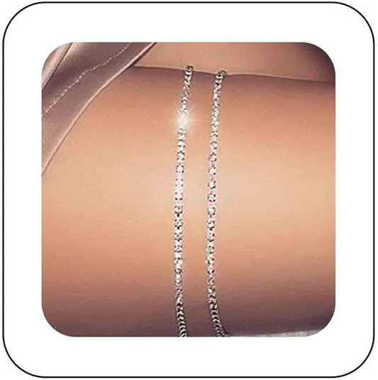 Boho Crystal Thigh Chain Silver Body Chain Leg
