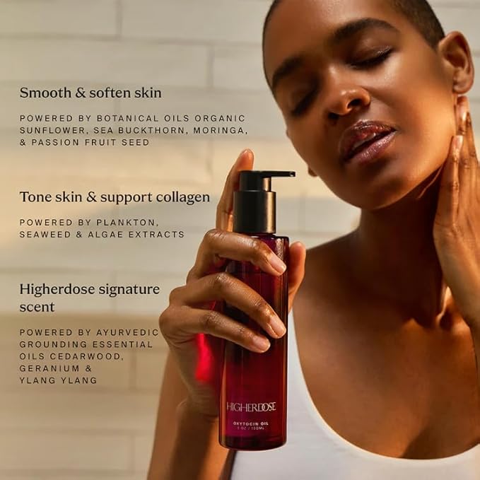 HigherDOSE Oxytocin Body Oil - Nourishing, Ayurvedic Body Care to Firm & Tone Skin - Lightweight & Fast-Absorbing Formula with Sea Buckthorn & Antioxidant-Rich Passion Fruit Seed Extract (5 Fl Oz)