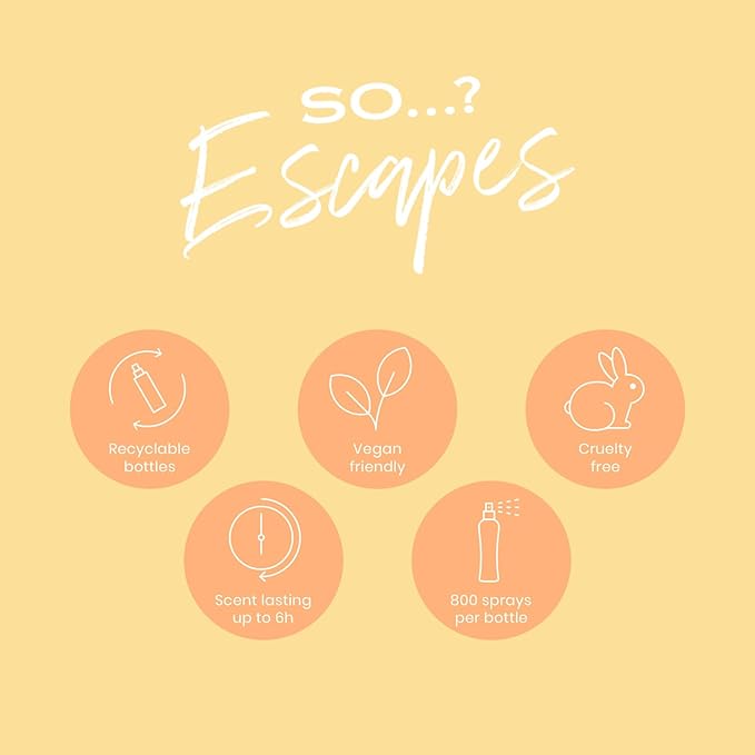 So...? Escapes Body Mist Gift Set - Perfumes for Women - Everyday Body Spray - Vegan, Cruelty-Free - Fragrance Gifts - 4 pcs (Pack of 2)