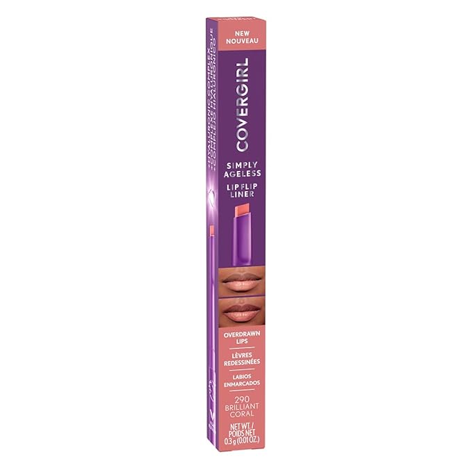 COVERGIRL Simply Ageless Lip Flip Liner, Brilliant Coral, Pack of 1