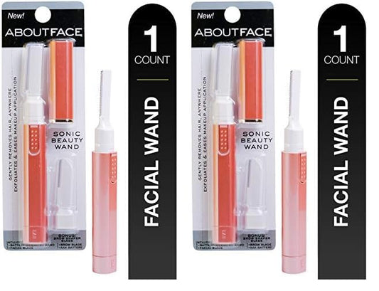 Kai About Face Sonic Beauty Wand with Bonus Eyebrow Shaper; Battery Operated Face Hair Remover; Face, Chin, & Lip Hair Remover, Face Hair Remover Tool for Women, Epilator for Men & Women (Pack of 2)