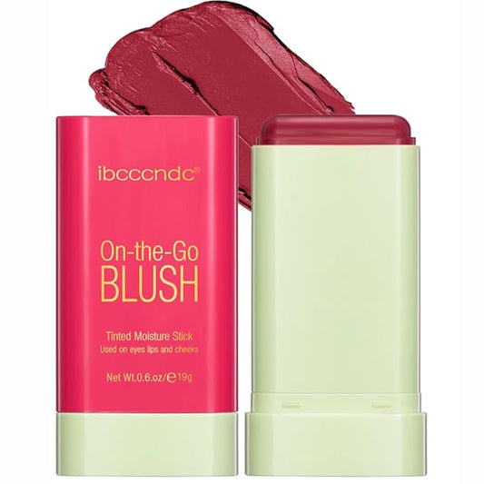 Blush Stick Matte Finish Waterproof Long Lasting Pink Red Cheek Lip Make-up Multi Lip Tint Stick Highlighter High Pigment Rouge Blush for Women Lady Daily Lip Cheek Makeup (2#hot red)