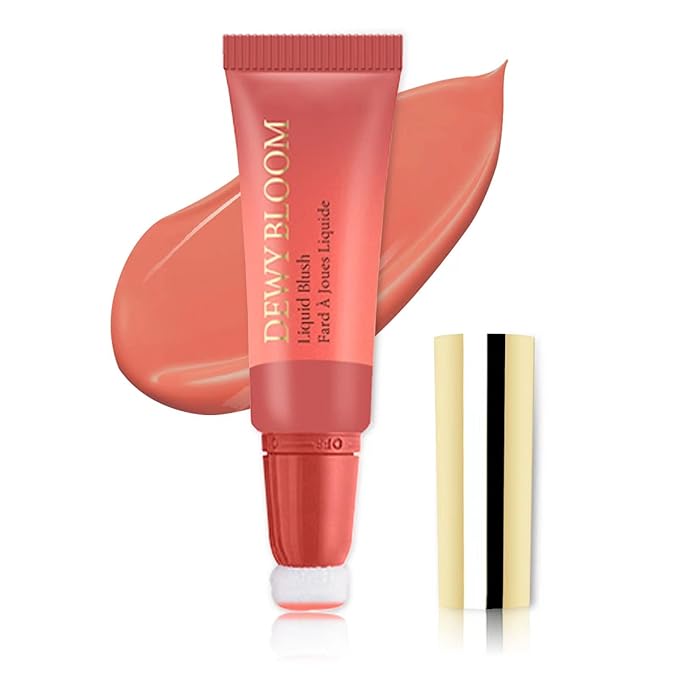 Blush Beauty Wand, Liquid Face Blush Contour Wand with Cushion Applicator, Smooth Cream Blush Wand Natural Matte Finish, Lightweight Blendable Blush Stick Makeup for Cheek,102 Coral