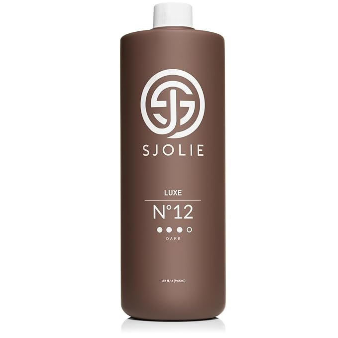 SJOLIE Spray Tan Solution - Luxe 12 - Violet Based Dark Blend | Sunless Tanning Solution for Deep, Dark Bronze Finish, All Natural (32oz)