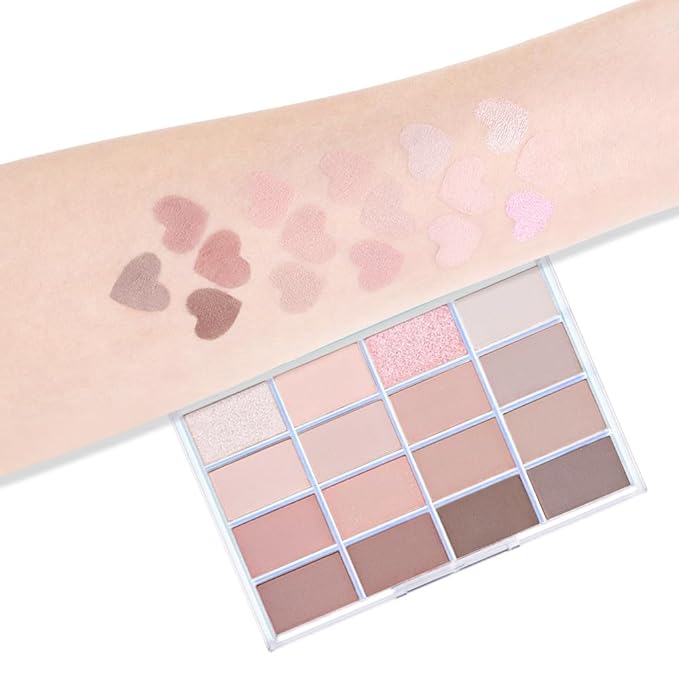16Colors Light Purple Pink Brown Basics Matte Eyeshadow Palette,Eye Shadow Travel Makeup Palette all in one Long Lasting Waterproof Ultra-Blendable,Great for Travel Gift Kit