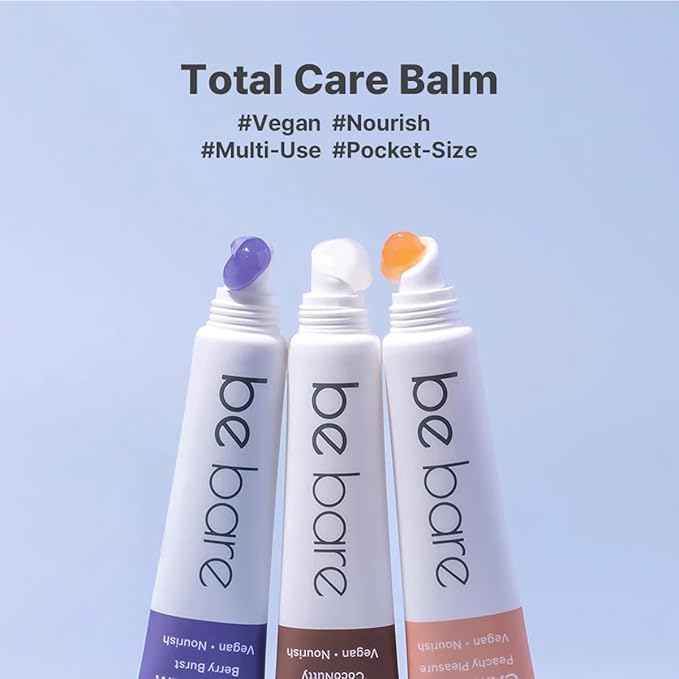 Total Care Balm Variety Pack - Berry Burst, Peachy Pleasure, CocoNutty Nourishing Multi-Balm with Vitamin E for Moisturizing Lips, Nails, Elbows and Dry Skin (3 pc)