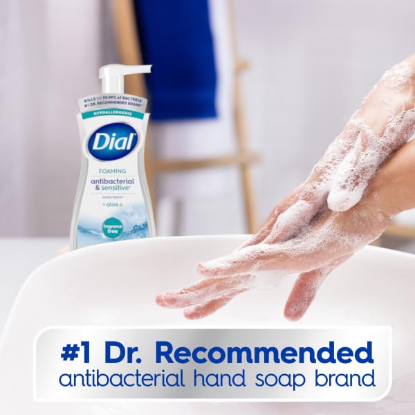Dial Antibacterial Foaming Hand Soap, Fragrance Free, 7.5 fl oz (Pack of 6)