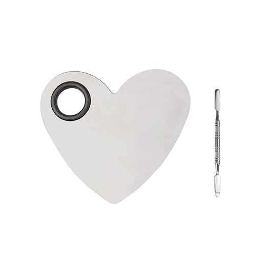 Stainless Steel Heart Shaped Makeup Palette Spatula - Makeup Artist Makeup Enthusiast Tools for Blending Cosmetic Foundation Shades