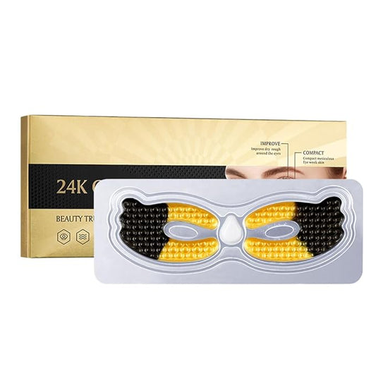 24K Gold Under Eye Patches (5 Pairs) - Black Truffle Under Eye Mask with Newly Upgraded 3D Wrap-around Design, Specifically for Canthus Wrinkles and Dryness Around the Eyes (Gold)