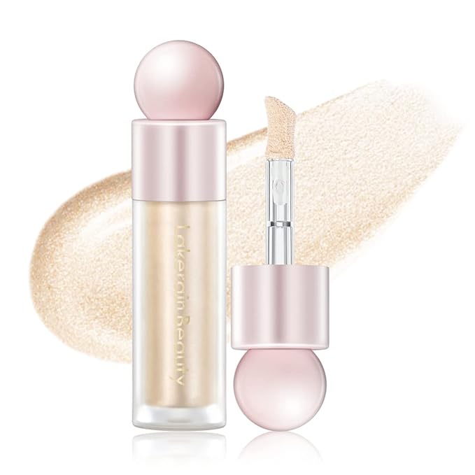 Liquid Highlighter Makeup, Natural Silky Shimmer Finish Liquid Face Highlighter, Highly Pigmented, Lightweight, Blendable, Soft Cream Highlighter For Face (#01 White Gold Shimmer)