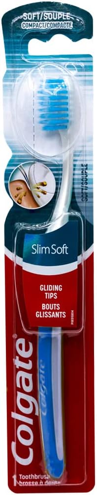 Colgate Slim Soft Toothbrush, Gliding Tips, Compact Soft (Colors Vary) - Pack of 6