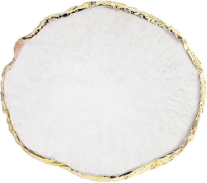 Resin Nail Art Palette, Nail Painting Mixed Color Palette, Gilded Edge Nail Gel Color Makeup Display Board Pallet (White)