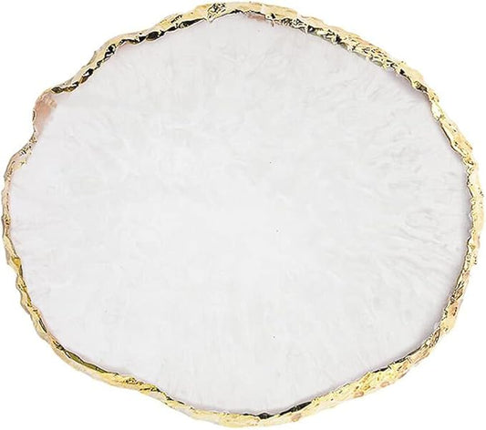 Resin Nail Art Palette, Nail Painting Mixed Color Palette, Gilded Edge Nail Gel Color Makeup Display Board Pallet (White)