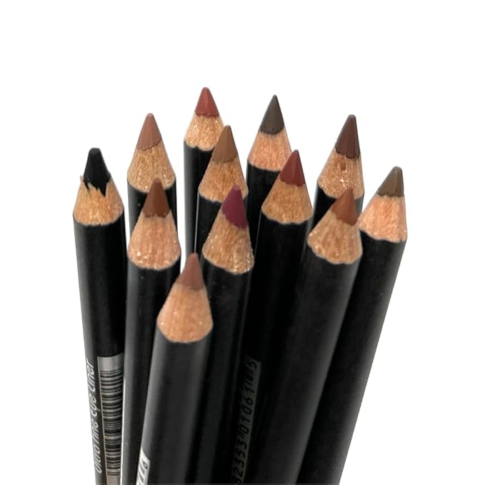 12 pcs, 12 Colors Brown Tone Italia Deluxe Ultra Fine Lip Liner & Eyeliner Set, Creamy, Long Lasting, High Pigmented Pencil, Various Shades of Brown