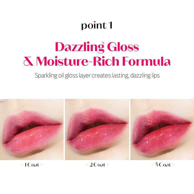 ETUDE Dear Darling Oil Tint #4 Sweet Apple 4.2g | High Moisturizing and Strong Hydrating Lip Oil/Lip Gloss | Smooth and Moist Lips | Non-Sticky Lip Oil Tint For Dry Lips | K-beauty