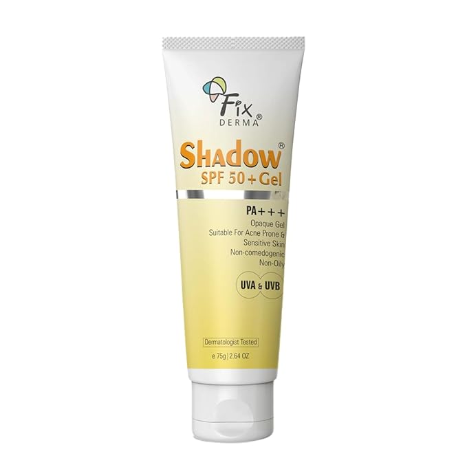 Fixderma Shadow SPF 50+ Gel, Titanium Dioxide & Zinc Oxide Sunscreen | Sunscreen for Face | SPF 50 Sunscreen & Broad Spectrum Sunscreen UVA and UVB Protection | Water Resistant Sunscreen - 2.64 Oz