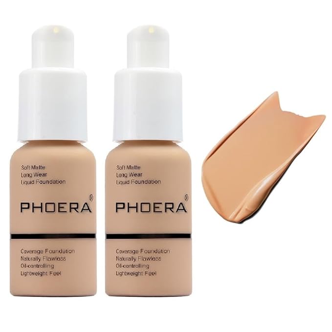 2 Pack PHOERA Foundation, 24HR Matte Oil Control