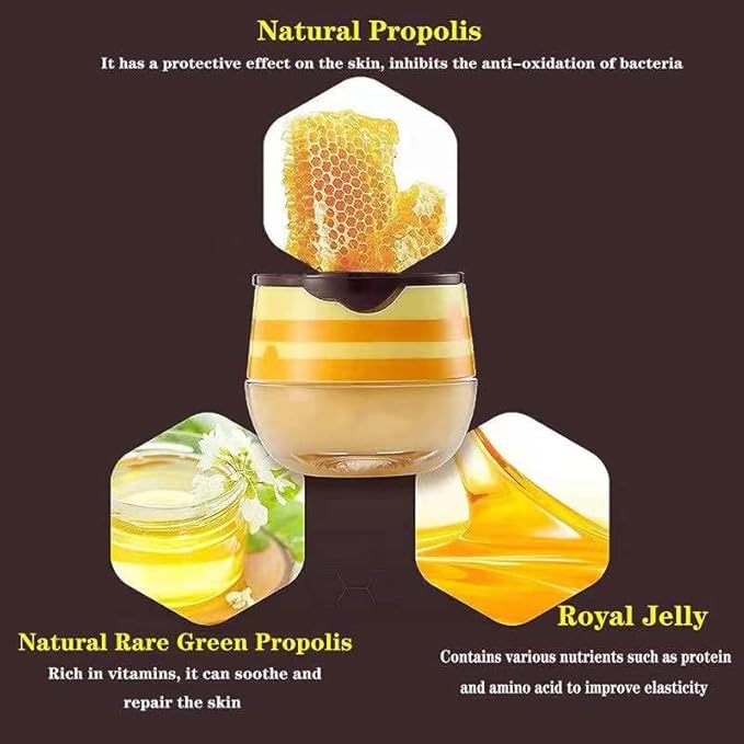 2PCS Honey Balm Lip Balm, Lip Masks for Dry and Cracked Lips with Brush, Lip Exfoliator & Moisturizer, Reduces Lips Lines & Lightens Lips, Anti-Wrinkle, Aging