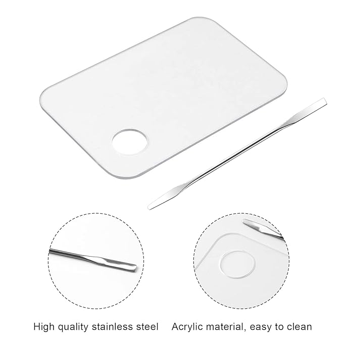 2PCS Acrylic Cosmetic Palette with 2PCS Spatula Tool,Makeup Palette Mixing Tray Apply for Foundation Eye Shadow Lipsticks Nail Art Professional Pigment Blending