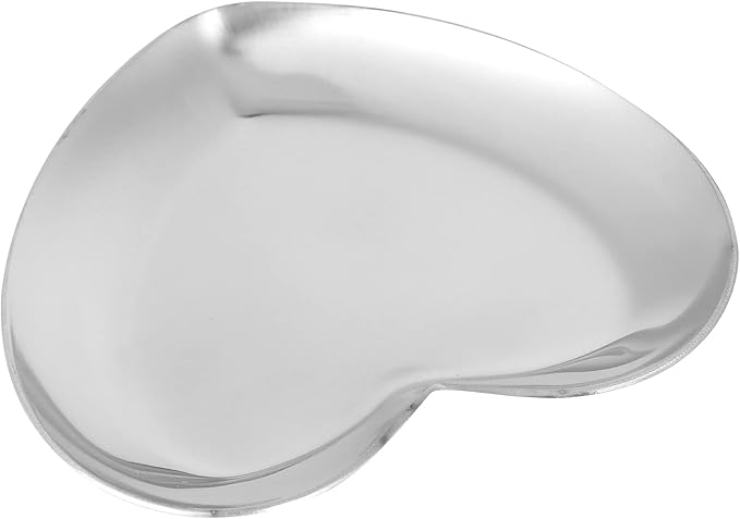 Nail Palette, Nail Palette Nail Palette Heart Shaped Art Palette Stainless Steel Palette Makeup DIY Paint Color Mixing Tray Nail Art Palette Resin(Silver)